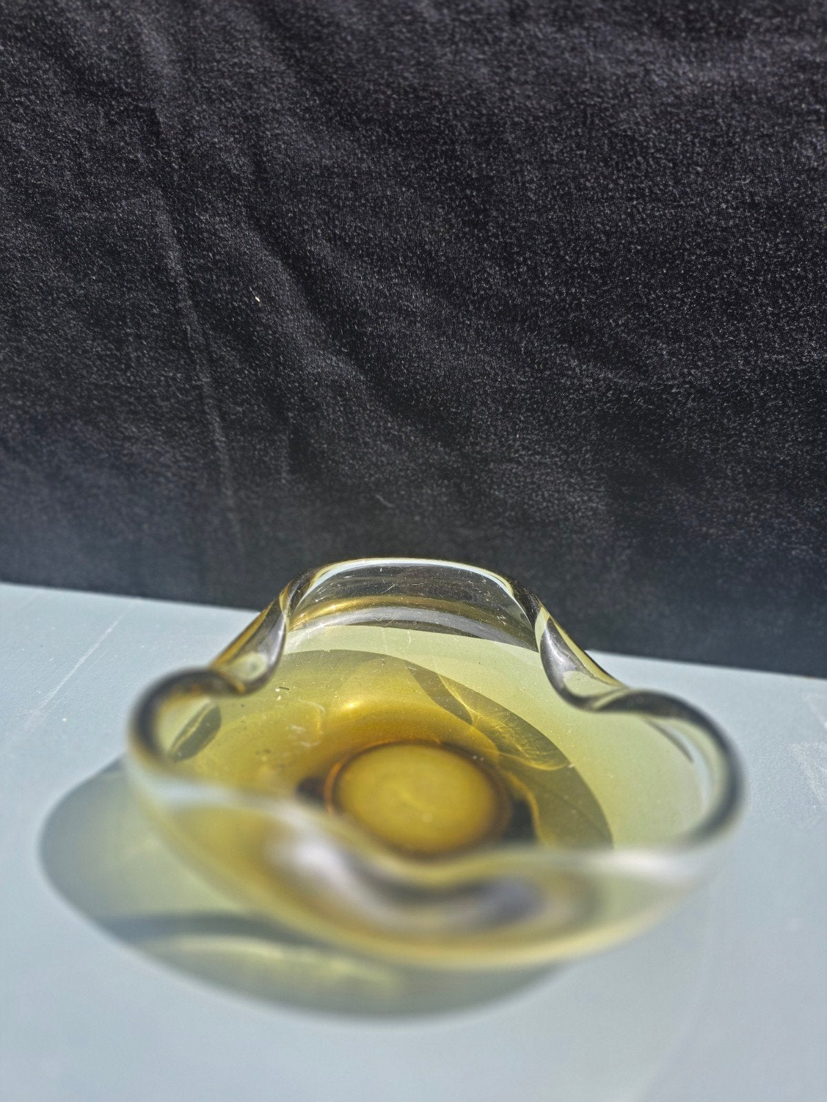 Vintage glazen schaal/asbak - Amberkleurig, Ophalen of Verzenden