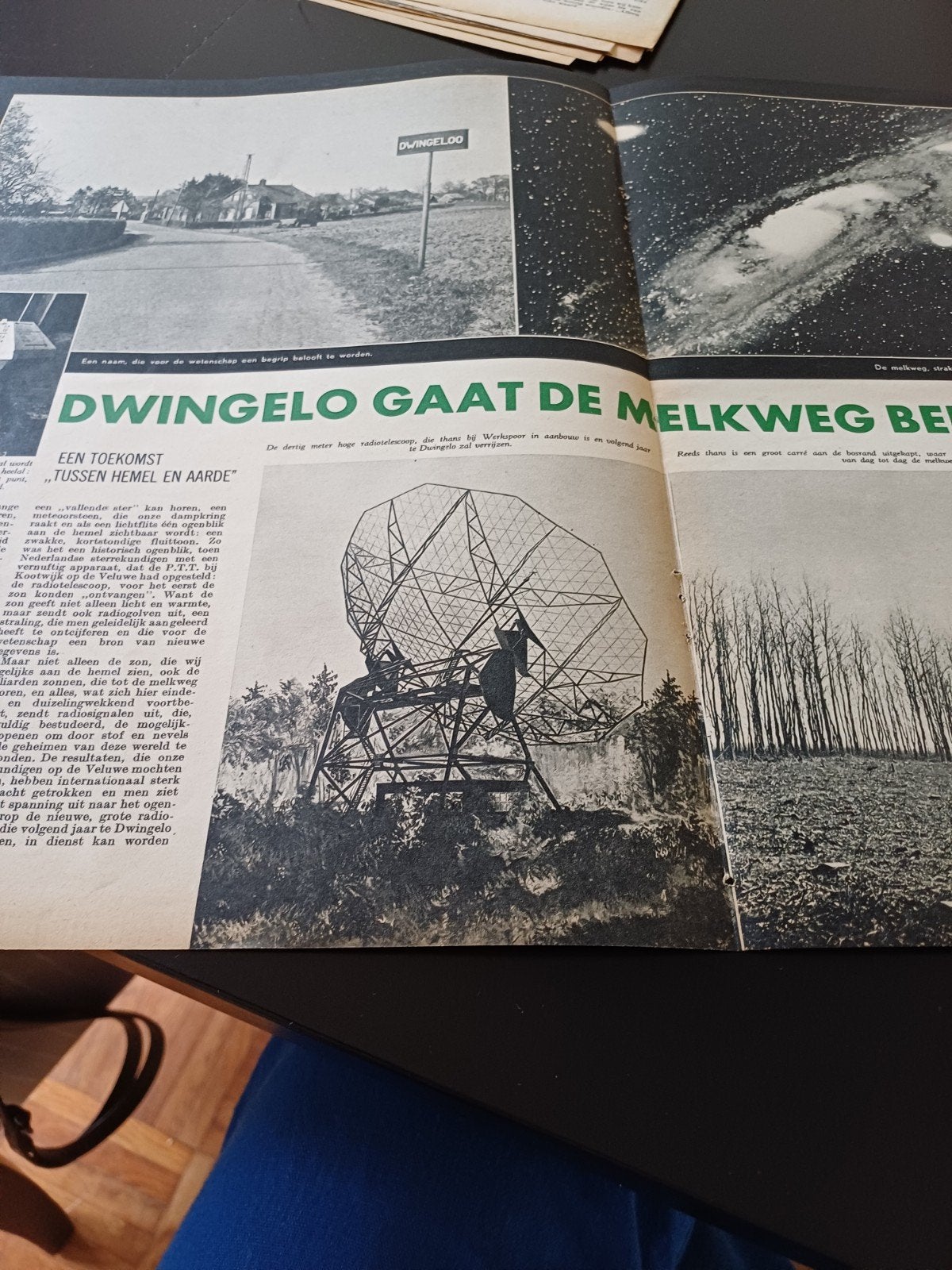 artikel Dwingeloo gaat de melkweg beluisteren 1954, Ophalen of Verzenden, 1940 tot 1960, Knipsel(s)