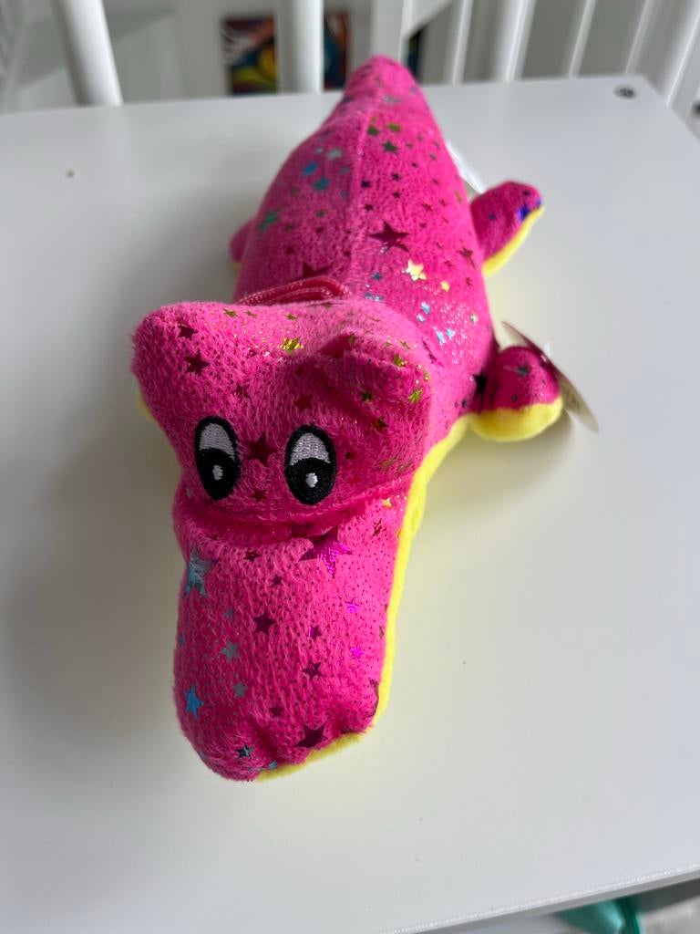 Roze Krokodil Knuffel met Sterren - Nicky Toy, Overige merken, Overige karakters, Overige typen, Ophalen of Verzenden