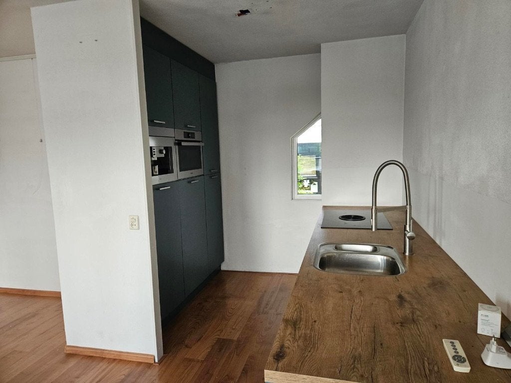 ✨ BLAUW MAT GRIJZE KEUKEN MET EILAND  ✨, Graniet of Steen, Dubbelwandige keuken, Ophalen of Verzenden, Zo goed als nieuw