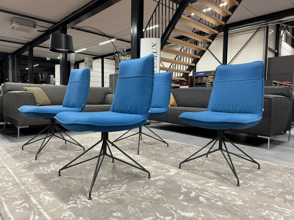 4 Nieuw Rolf Benz 606 eetkamerstoel Blauw stof Design stoel, Huis en Inrichting, Minder dan 50 cm, Service@rolf-benz.com, Haiterbacher Str. 104