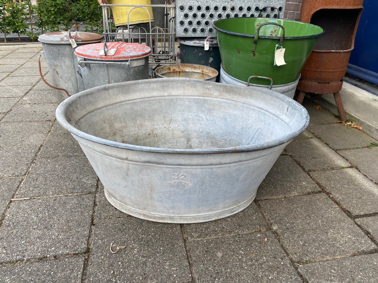 Grote zinken wasteil., Ophalen, Minder dan 30 cm, Rond, Zo goed als nieuw