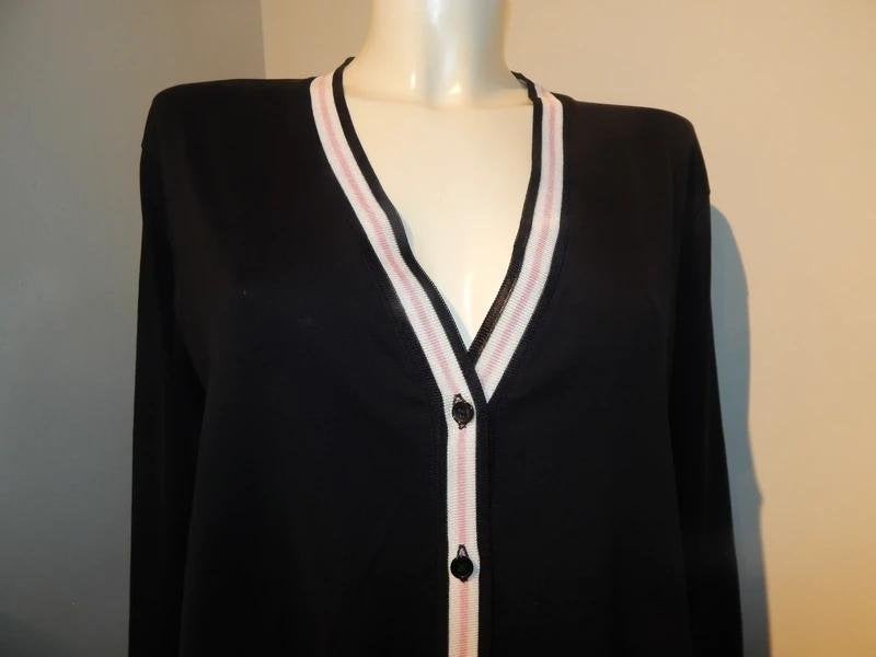 Marccain zwart vest kleur band afwerking zakjes N7/46, Verzenden, Zwart, Maat 46/48 (XL) of groter, Zo goed als nieuw