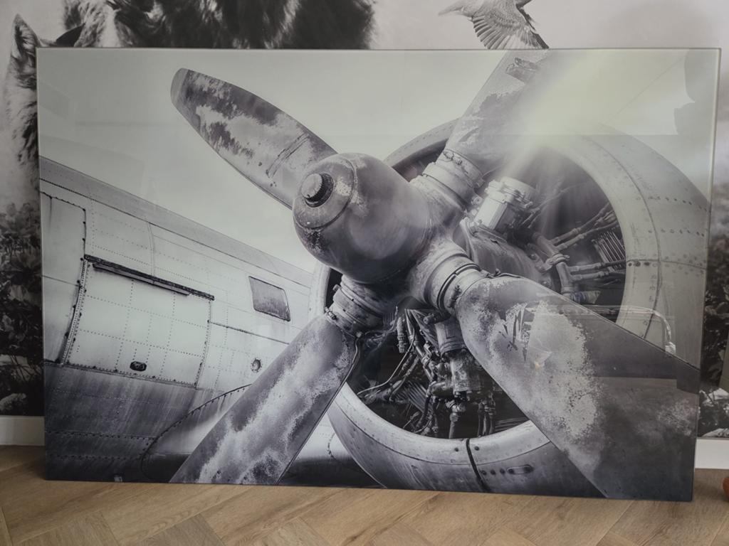 Vliegtuig plexiglas aluminium canvas, Huis en Inrichting, Woonaccessoires | Schilderijen, Tekeningen en Foto's, 125 cm of meer