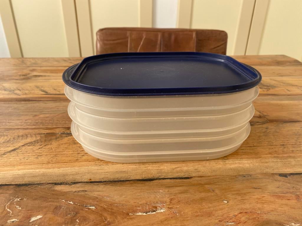 Tupperware vleeswarenschaaltjes, Ophalen of Verzenden, Blauw