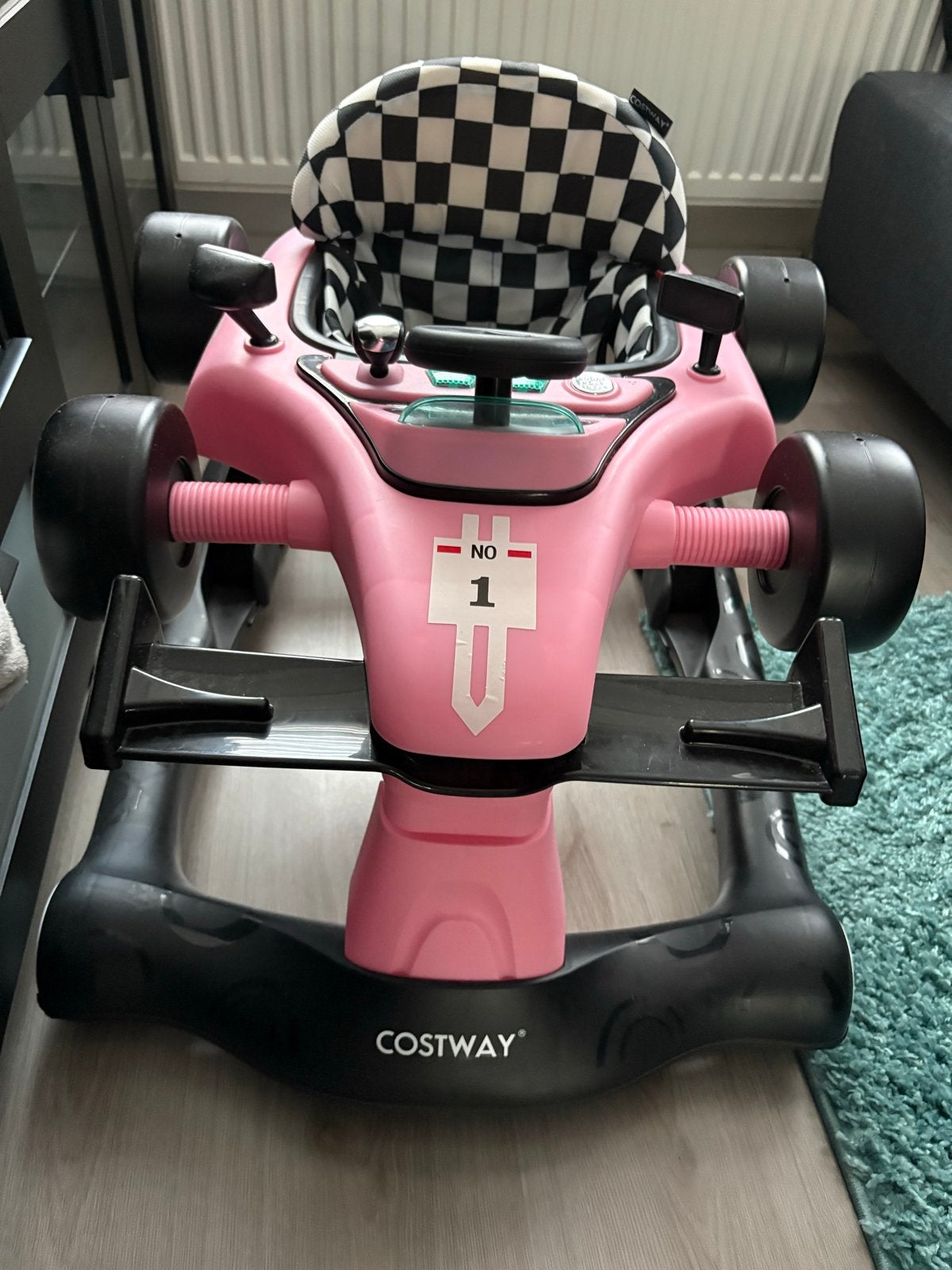 4-in-1 Multifunctionele Baby Loopstoel - Roze Raceauto, Ophalen, Gebruikt