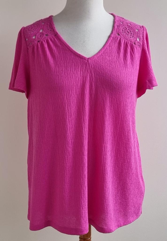MS Mode hardroze shirt mt. L, Maat 42/44 (L), Ophalen of Verzenden, Zo goed als nieuw, Korte mouw