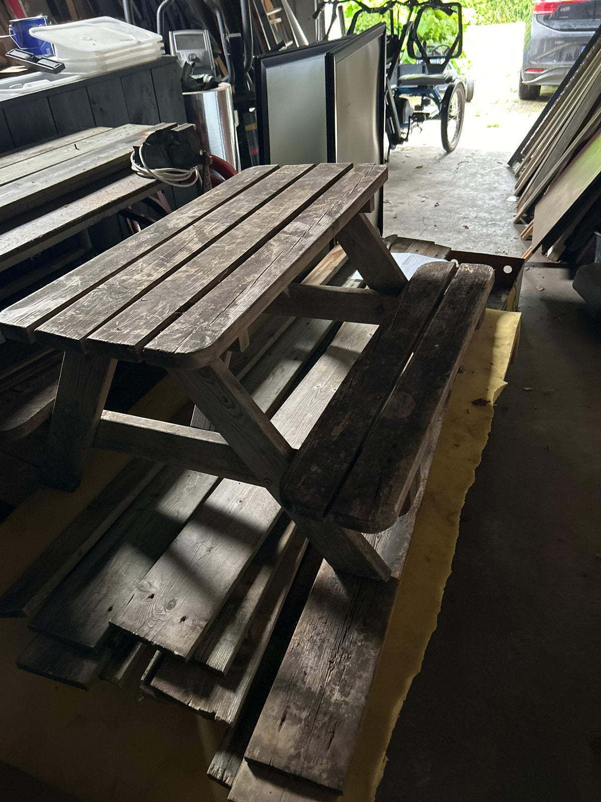 Robuuste houten kinderen picknicktafel, Ophalen, Gebruikt, Rechthoekig, Hout