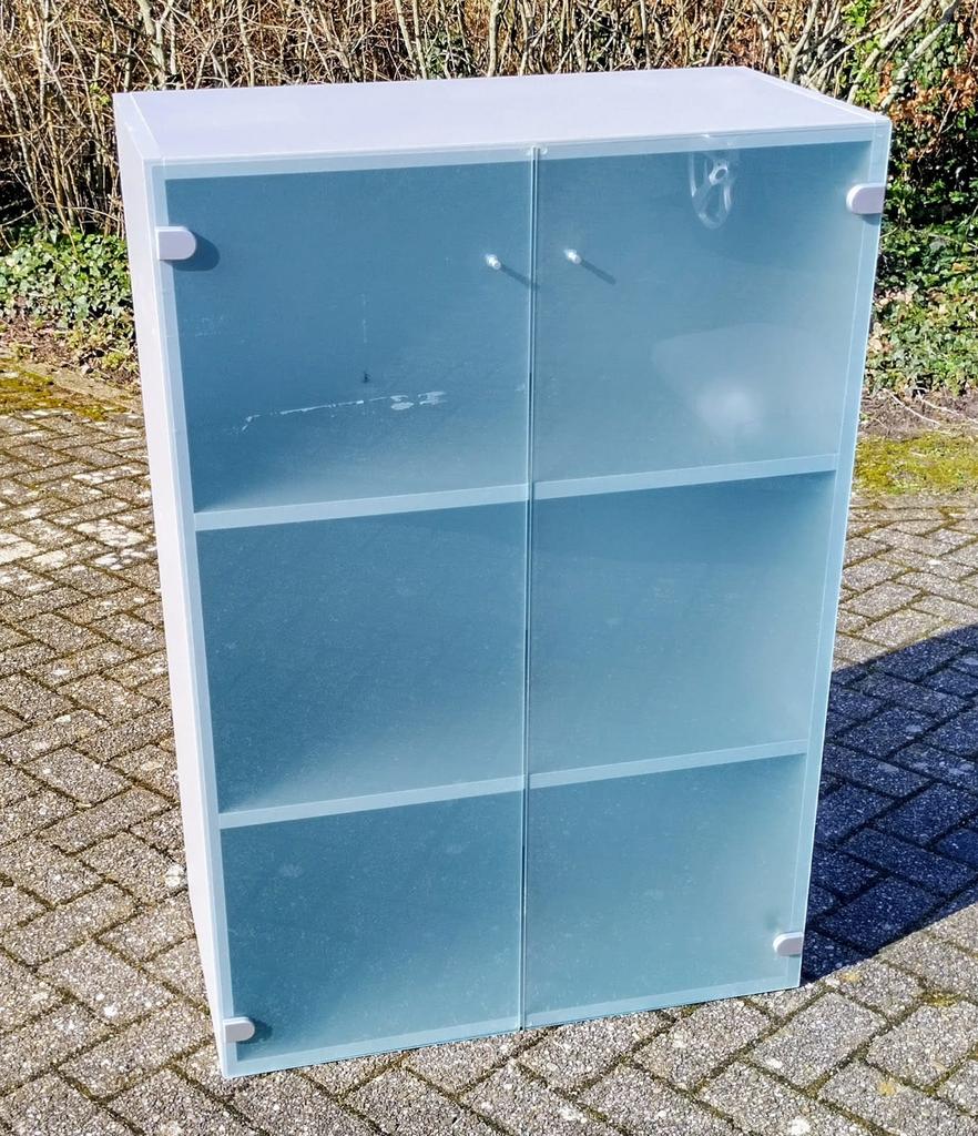 3 kasten met glazen deuren, Ophalen, Met plank(en), Gebruikt, Glas