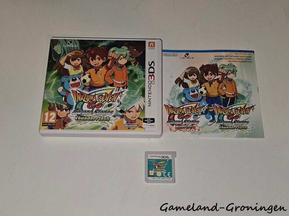 Inazuma Eleven Go Chrono Stones Thunderflash (3DS) Compleet, Spelcomputers en Games, Games | Nintendo 2DS en 3DS, Gebruikt, -