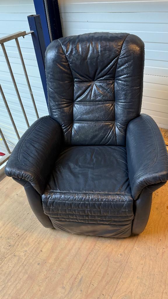 Als nieuw lederen relax fauteuils groen, Huis en Inrichting, Fauteuils, Ophalen, Gebruikt, 100 tot 125 cm, Leer