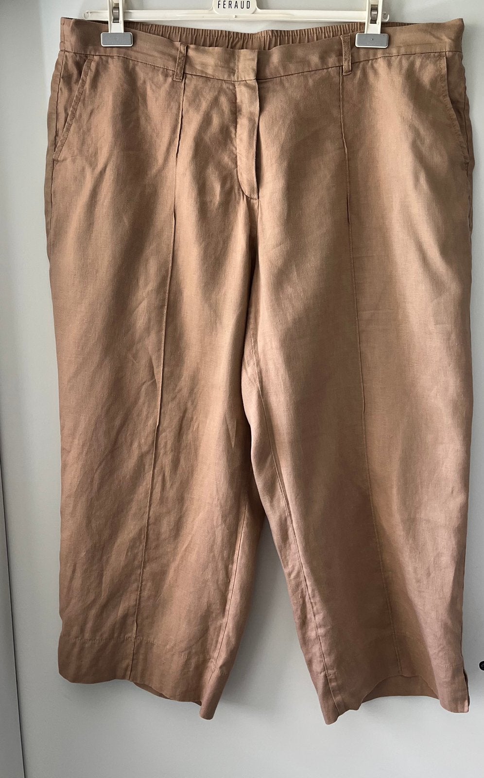 Gerry Weber, donkerbeige linnen culotte. Maat 48, Kleding | Dames, Beige, Maat 46/48 (XL) of groter, Ophalen of Verzenden, Driekwart