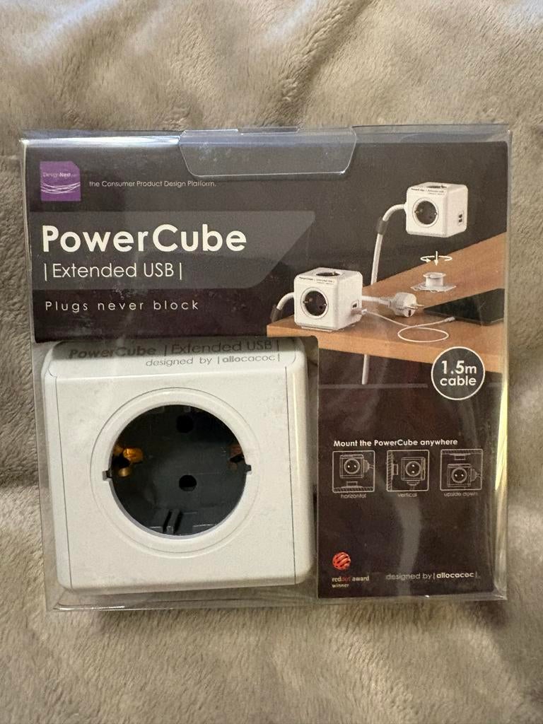 PowerCube Extended USB - Stopcontact met USB-poorten, Ophalen of Verzenden, Nieuw, Stopcontact