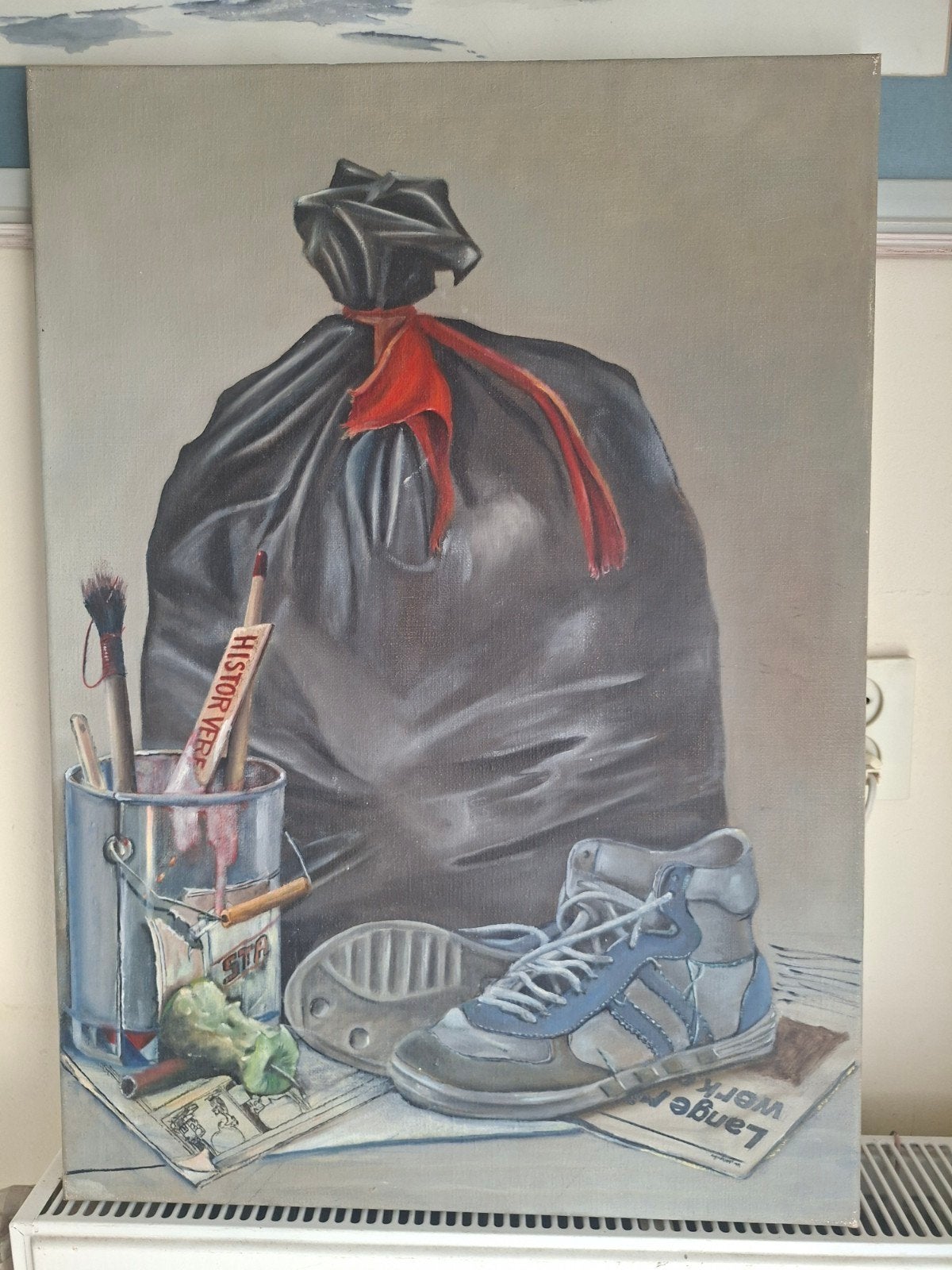 Stilleven G.A. van Aalst - Amateur schilderij 70x50cm, Doek, Realistisch, Stilleven, Ophalen of Verzenden