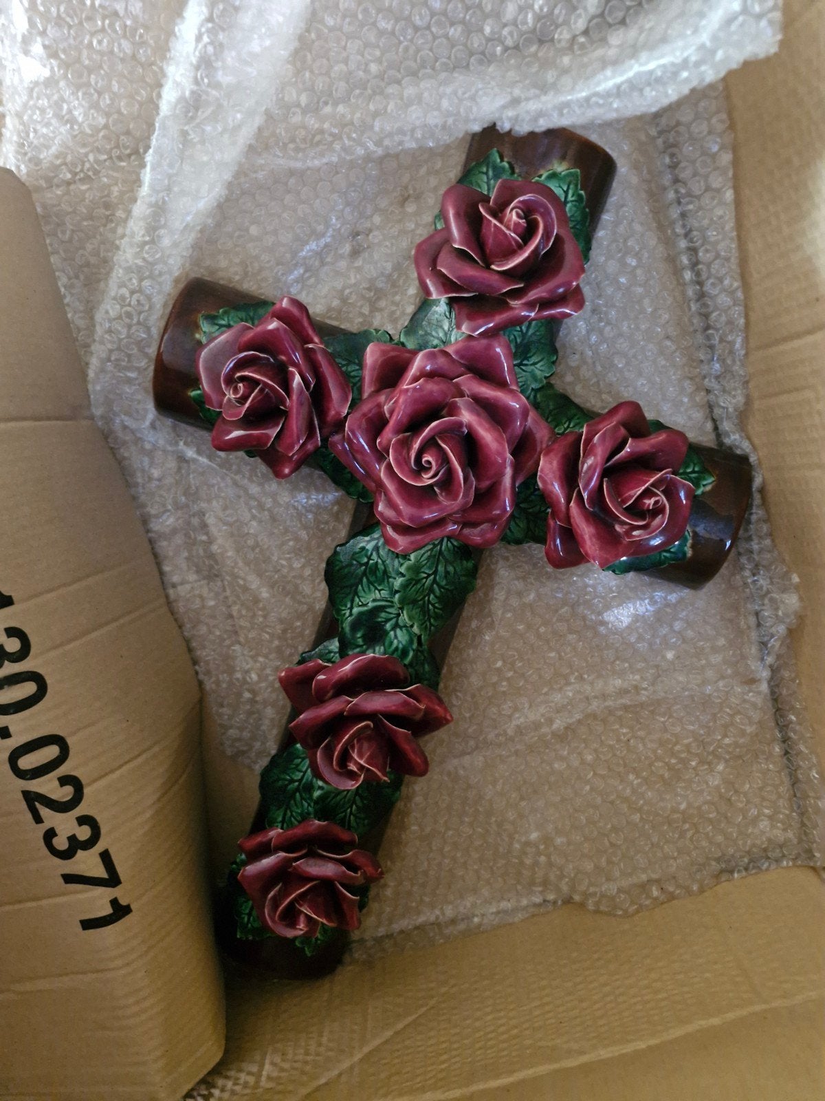 Decoratief Kruis met Rode Rozen - Keramiek, Antiek en Kunst, Ophalen