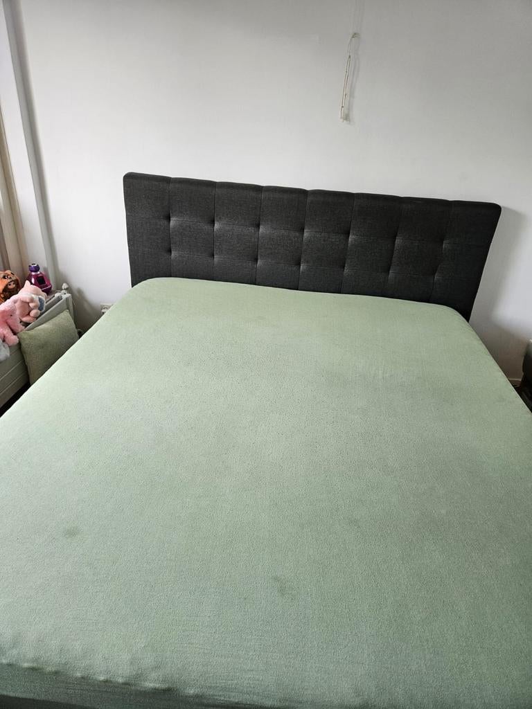 Tweepersoonsbed met opbergruimte en hoofdbord, Huis en Inrichting, Slaapkamer | Bedden, Ophalen, Gebruikt, Tweepersoons, 200 cm