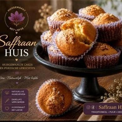 Verse Huisgemaakte Saffraan Cakejes, Hobby en Vrije tijd, Taarten en Cupcakes maken, Ophalen of Verzenden, Nieuw, Bakvorm