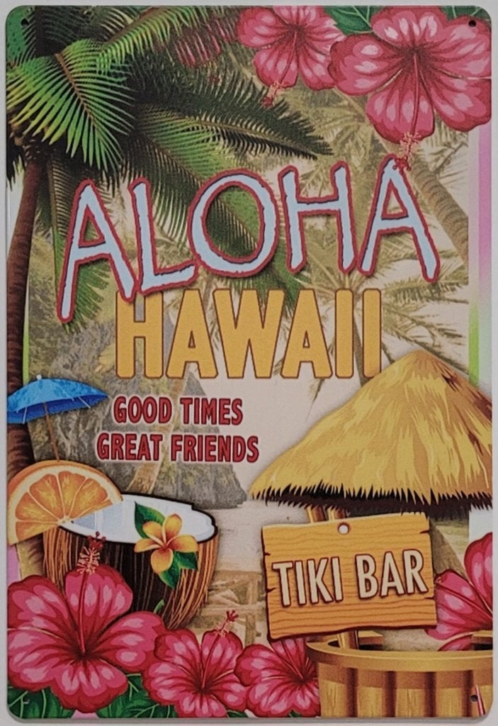 Aloha Hawaii Tiki Bar reclamebord van metaal wandbord deco, Info@deconoord.nl, Deco Noord, Nieuw, Ophalen of Verzenden