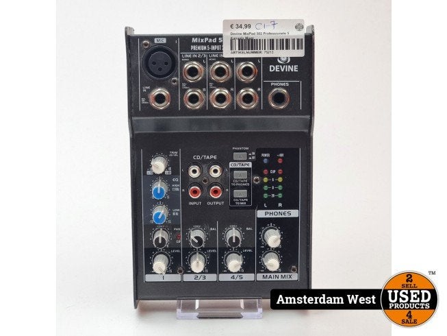 Devine MixPad 502 Professionele 5 Kanaals Mixer