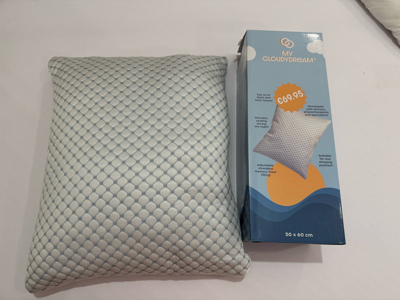 My Cloudydream Kussen - Verstelbaar Memory Foam, Huis en Inrichting, Slaapkamer | Beddengoed, Zo goed als nieuw, Kussen, Wit, Ophalen of Verzenden