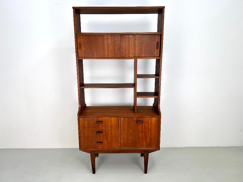 Vintage wandmeubel en roomdivider, Huis en Inrichting, Kasten | Wandmeubels, Verzenden, Teakhout, Zo goed als nieuw, Minder dan 100 cm