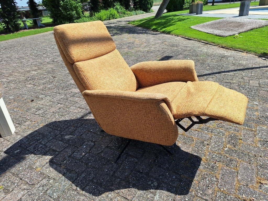 Gele stoffen handmatig relaxfauteuil / stoel mosterd geel, Overige kleuren, Ophalen of Verzenden, Zo goed als nieuw, Eén