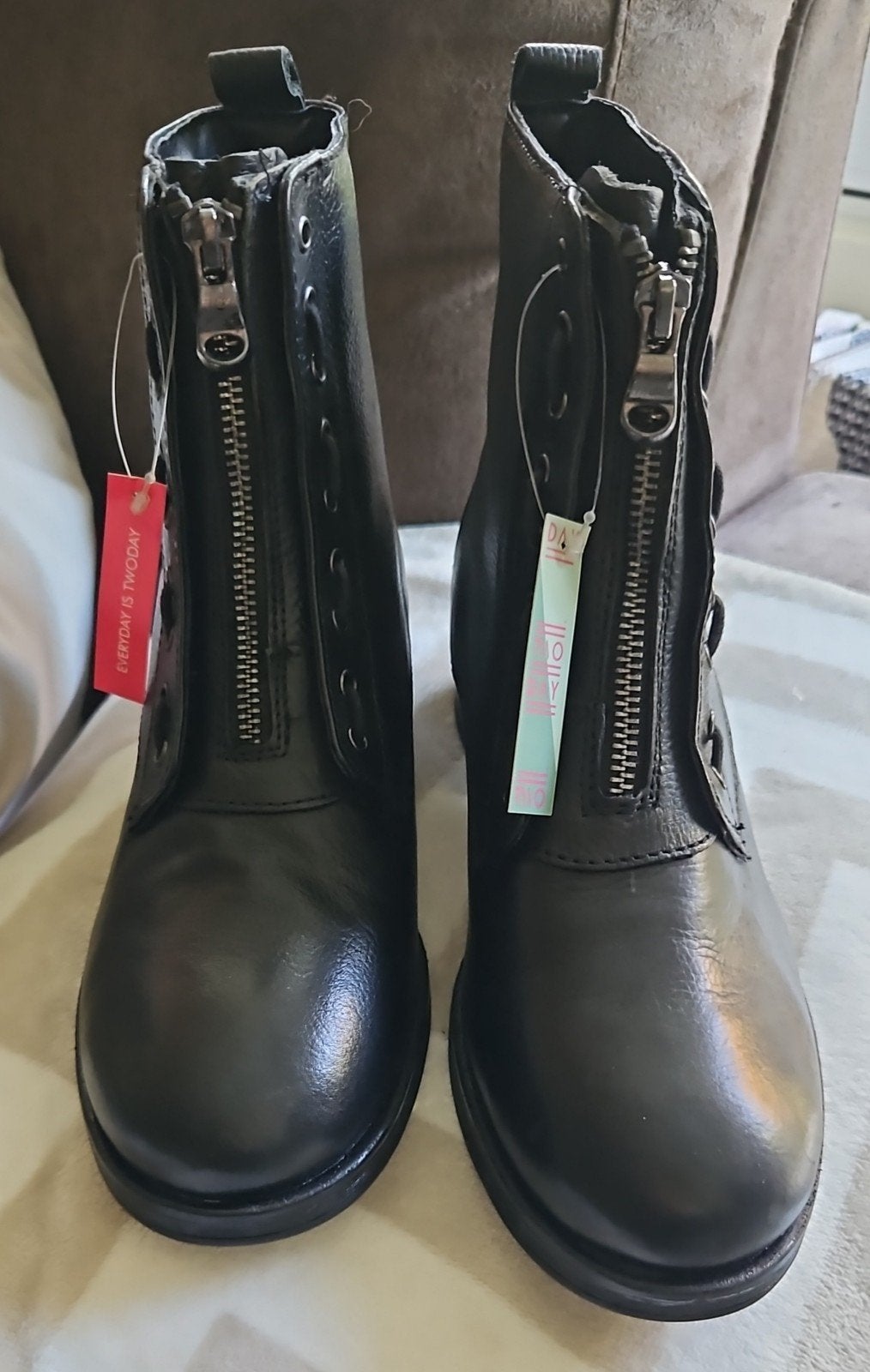 Nieuw Twoday Leren Veterboots Biker enkel laarsjes Boots Rit, Ophalen of Verzenden, Nieuw, Zwart