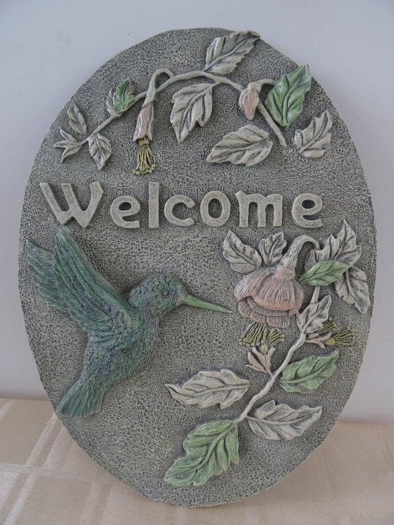 Wandbord Welcome muurbord kolibri bloemen Welkom bord, Ophalen of Verzenden, Zo goed als nieuw