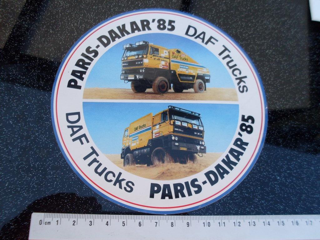sticker DAF trucks paris dakar 1985 3300 parijs, Verzamelen, Verzenden, Zo goed als nieuw, Auto of Motor