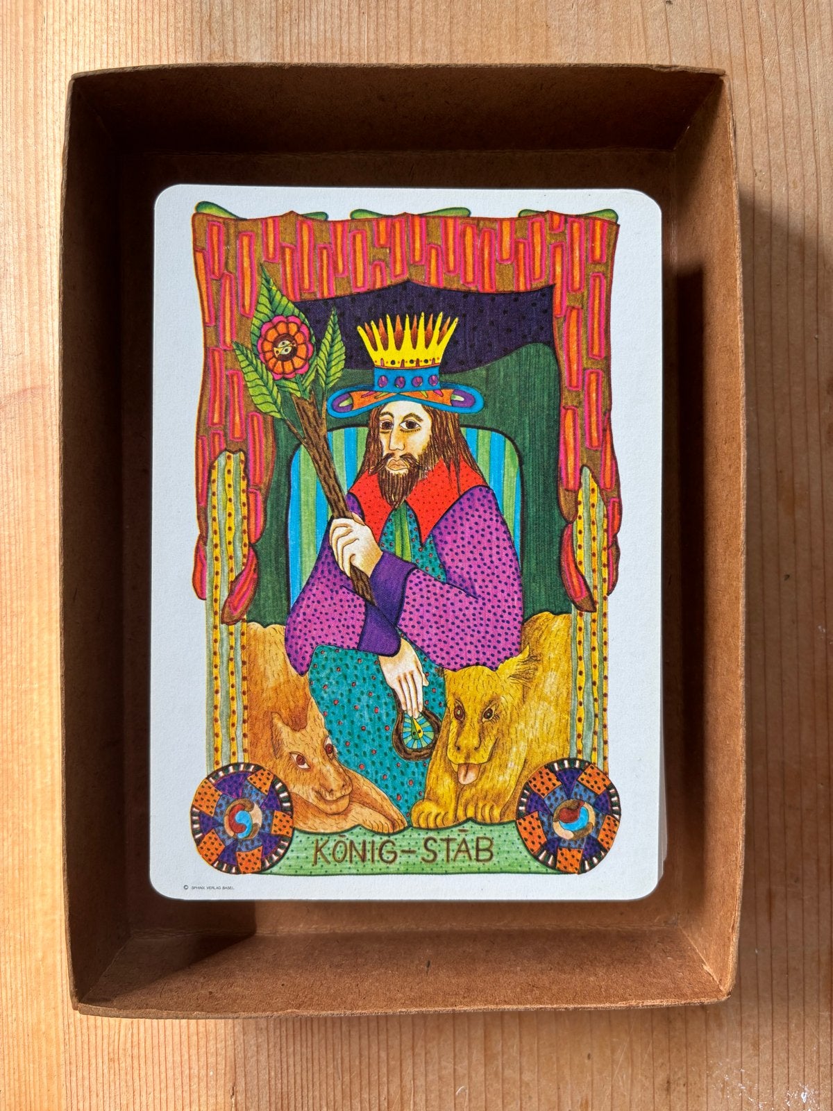 Vintage Tarotkaarten Sphinx Verlag Basel - Koning Stab, Een of twee spelers, Ophalen of Verzenden, Gebruikt