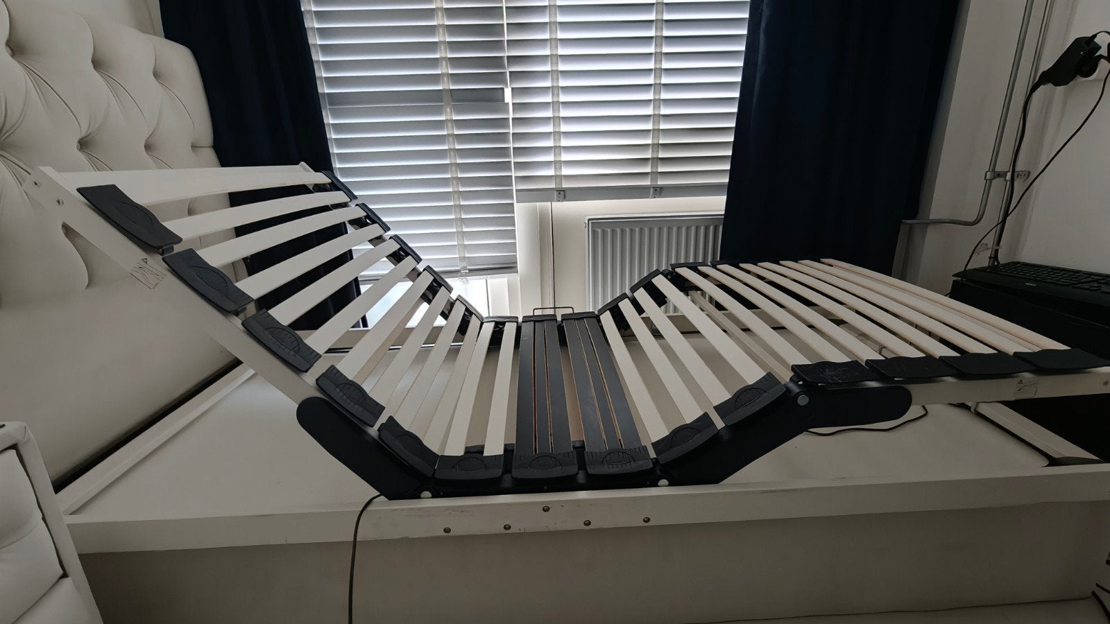 IKEA LAKSEVÅG lattenbodem 90x200, elektrisch verstelbaar, Ophalen, 90 cm, Eenpersoons, Wit