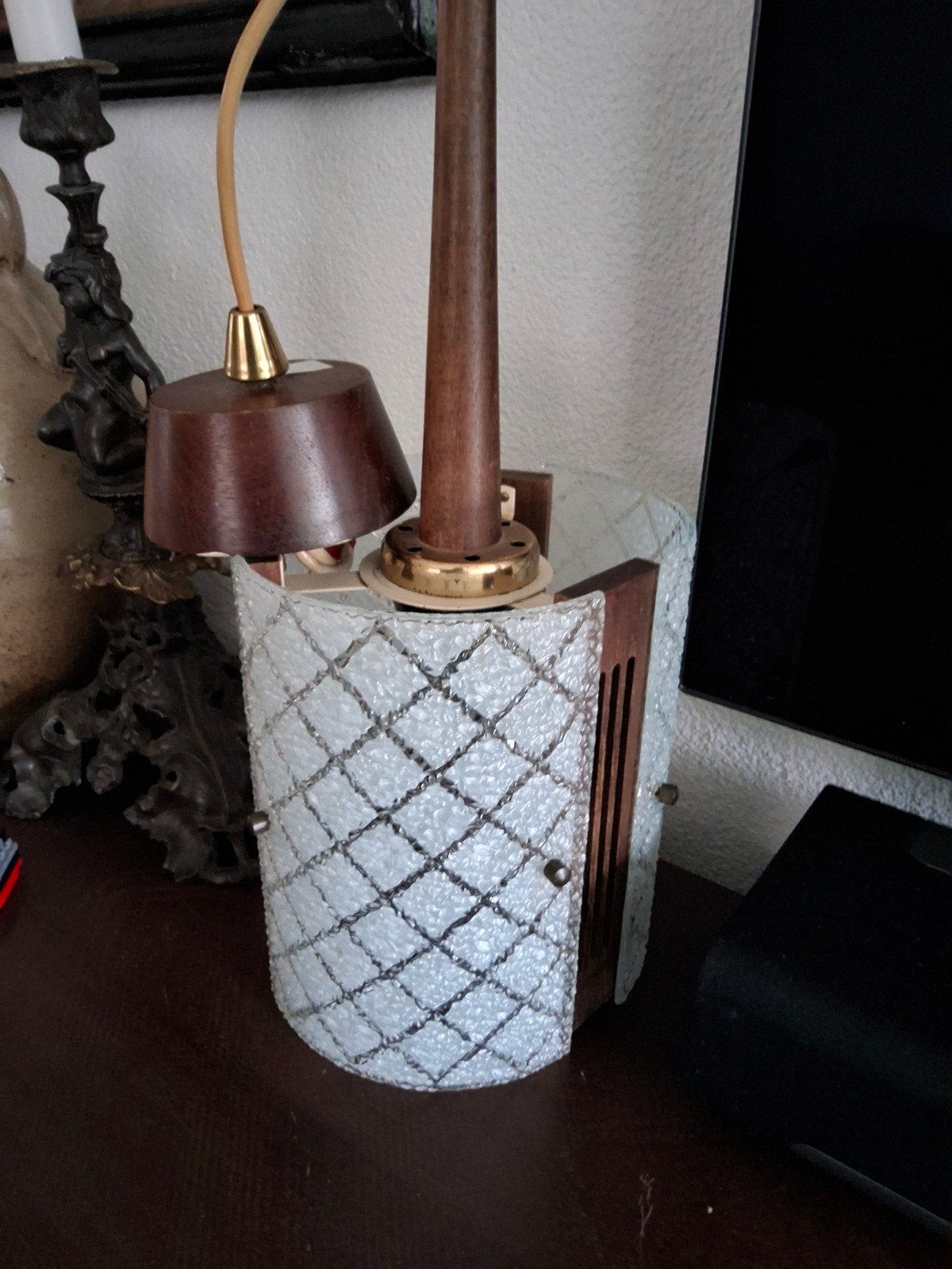Vintage hanglamp - 40 cm hoog, Gebruikt, Glas, E27 (groot), Vintage, Retro