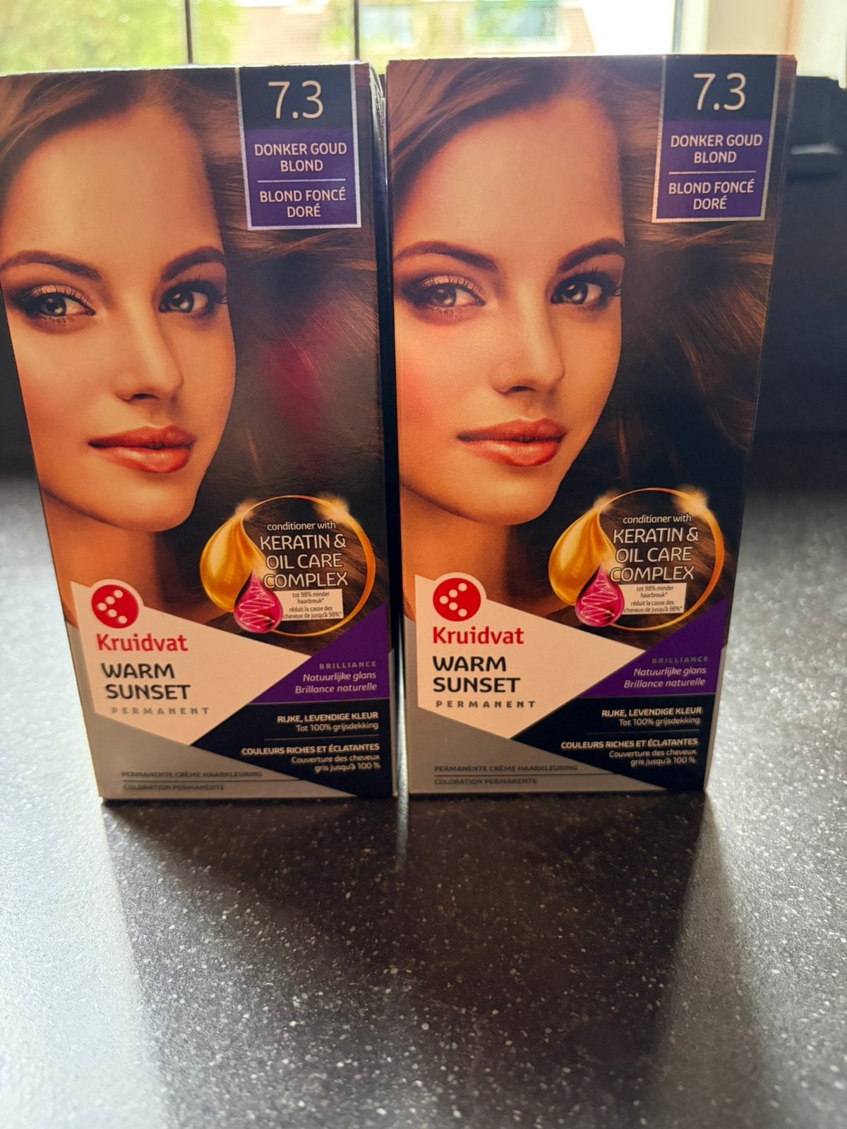 2x Kruidvat haarverf 7.3 donker goud blond warm sunset, Sieraden, Tassen en Uiterlijk, Verzenden, Nieuw, Overige typen