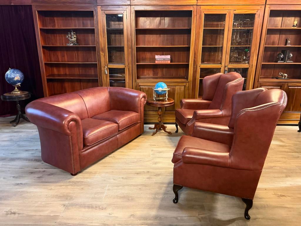 Chesterfield bank - 'Plain' model buckingham, Ophalen, 150 tot 200 cm, Zo goed als nieuw, Rechte bank