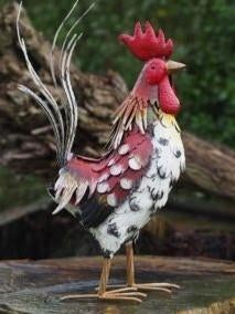 Haan en Hen / metaal / kippen / NIEUW, Dierenbeeld, Nieuw, Metaal, Info@huisentuindecoratiemarie.nl