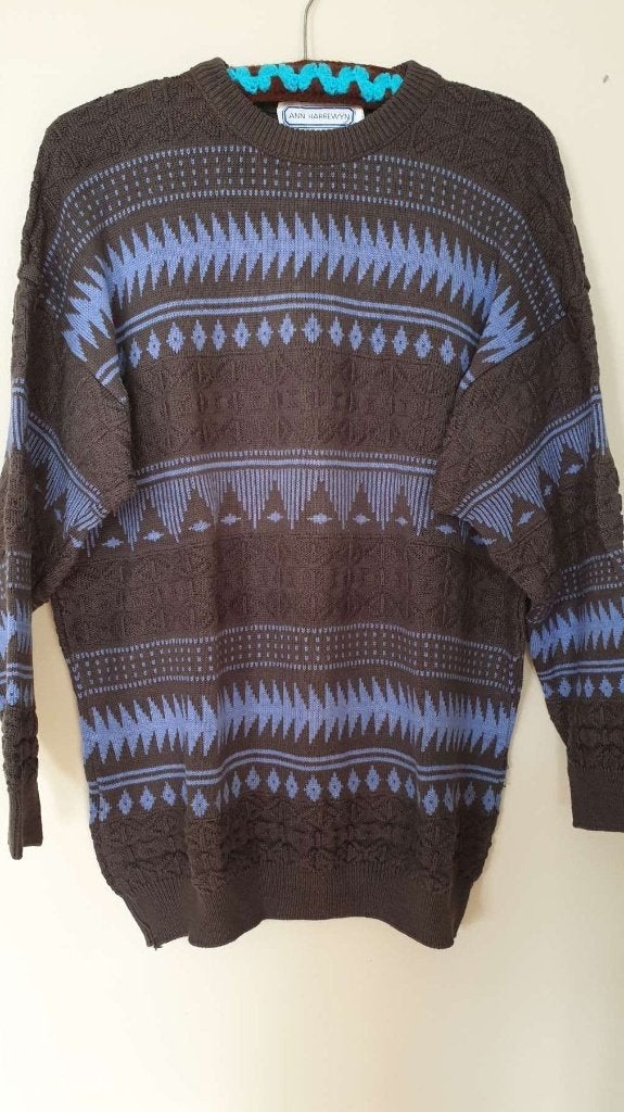 Vintage retro jaren 80 90 trui heren, Belgisch, AnnHarrewyn, Kleding | Heren, Ophalen, Nieuw, Blauw