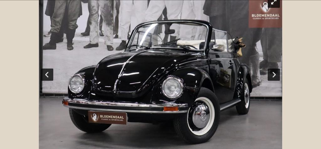 Volkswagen Kever cabrio1303 1.6 LS Karmann 1976 Zwart, Auto's, 4 cilinders, Cabriolet, Zwart, Handgeschakeld