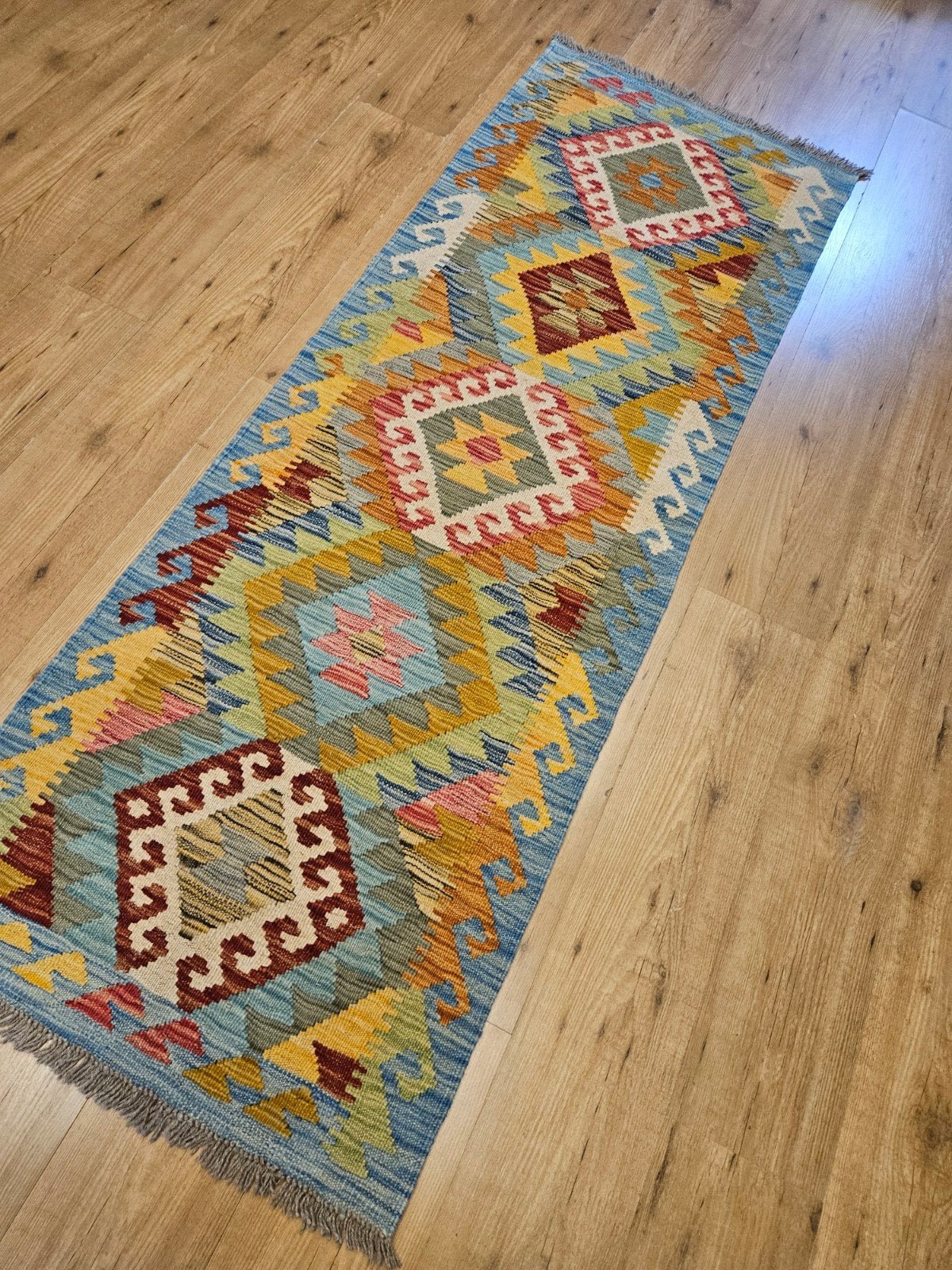 Handgeweven oosterse wollen kelim loper 201x69, Info@SlatsAntiek.nl, Crème, Vof Slats Antiek, Kelim