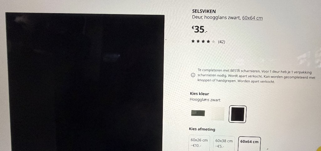2x IKEA Selsviken deur hoogglans zwart en 2 legplanken, Ophalen, Met deur(en), Nieuw, Minder dan 150 cm