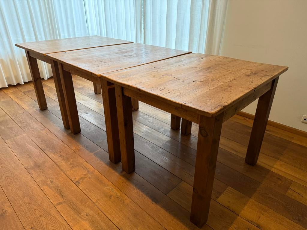 4 grenen eetkamertafels 100x78x78 (totaal L314xB100), Ophalen, 50 tot 100 cm, X, Rechthoekig