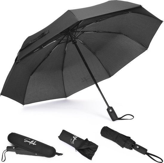 Sunflake Stormparaplu [140KM/U] Uitklapbaar Zwart Incl. Etui, Ophalen of Verzenden, Nieuw, Zwart