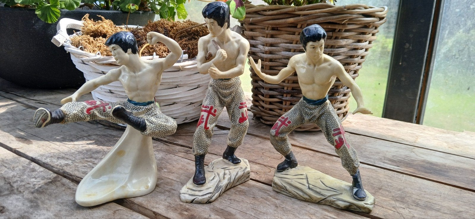 Set van 3 Bruce Lee beeldjes - Vintage verzamelobjecten, Ophalen of Verzenden, Gebruikt