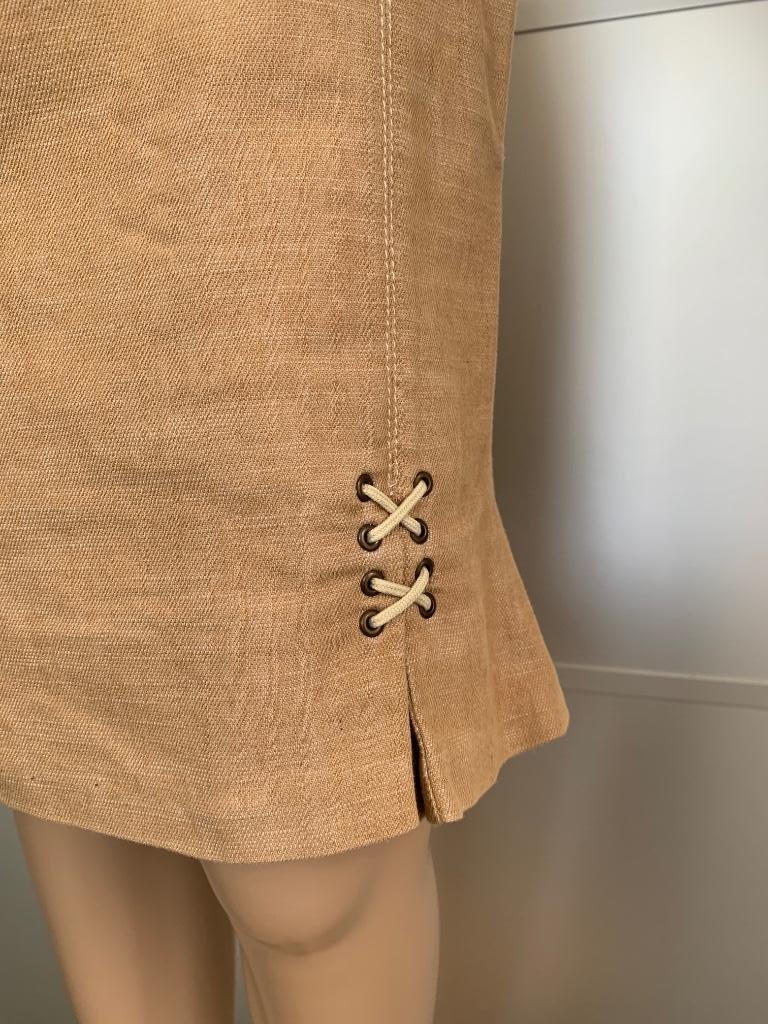 E486 Alain Manoukian: maat 34=XS linnen rok beige, Kleding | Dames, Rokken, Beige, Alain Manoukian, Ophalen of Verzenden, Zo goed als nieuw