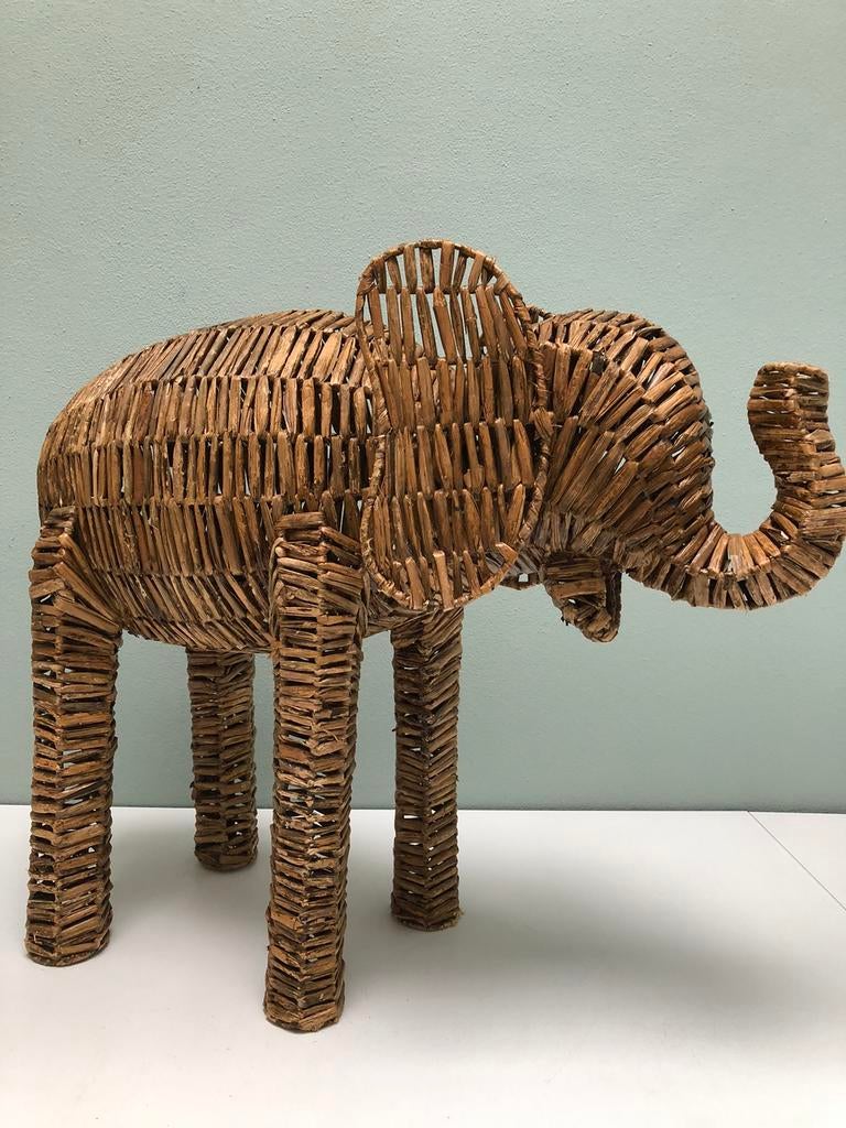 Rieten olifant 56 cm hoog., Ophalen of Verzenden, Zo goed als nieuw