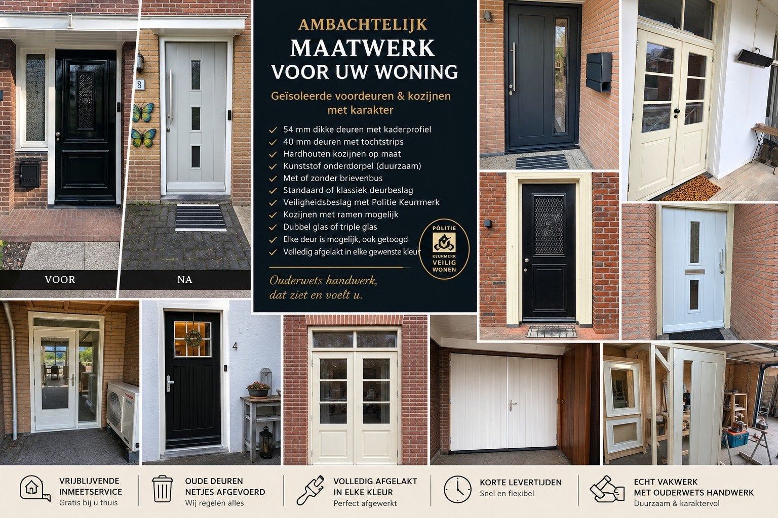 Voordeur maatwerk. Tuindeuren, kozijnen. Hardhout., Ophalen of Verzenden