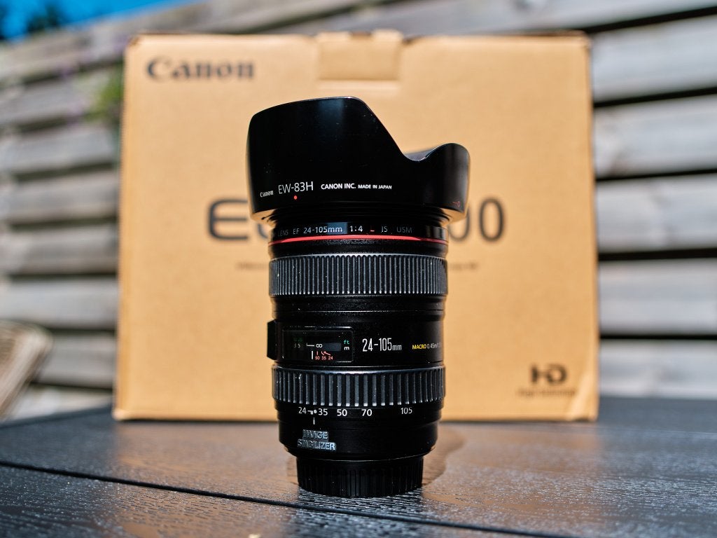 Canon EF 24-105mm f/4L IS USM | Zonnekap + lensdoppen, Ophalen of Verzenden, Gebruikt, Video