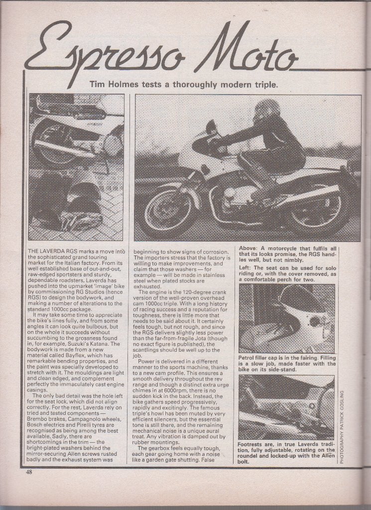 Motorcycle laverda 1000 RGS classic bike, Verzenden, Gelezen