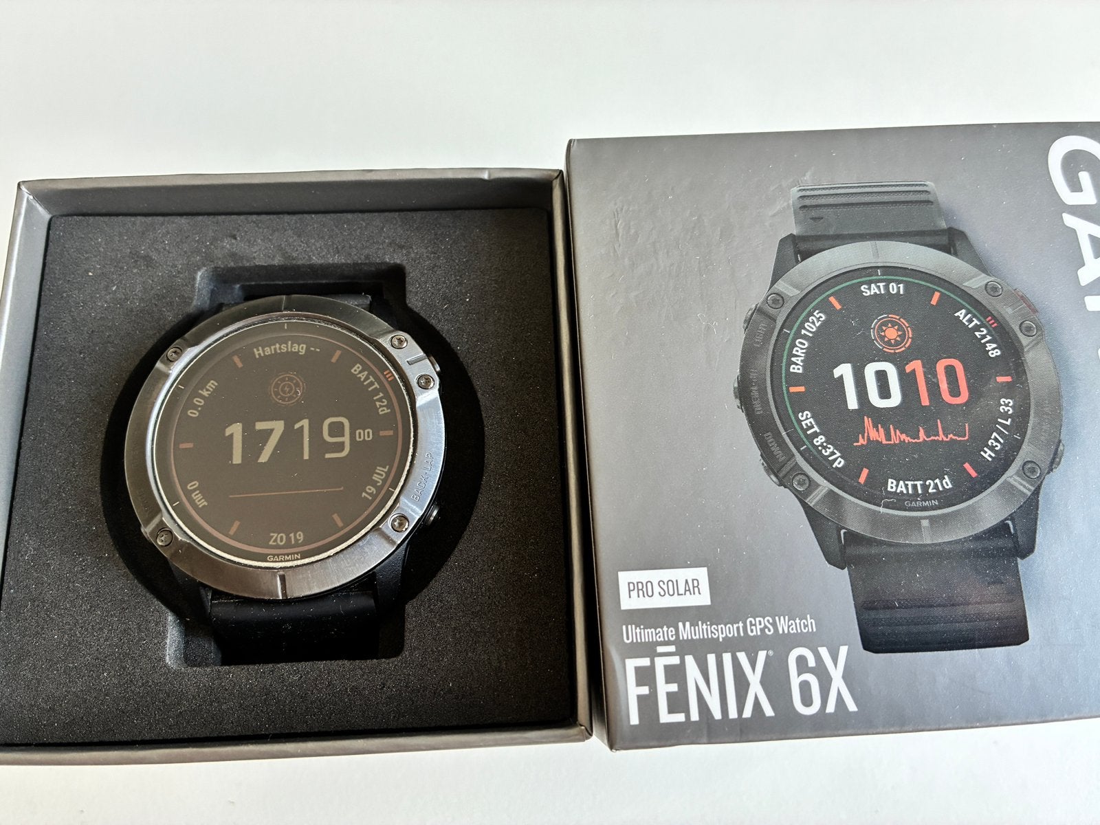 Garmin Fenix 6X Pro Solar 51mm, Gebruikt, Zwart, Ophalen of Verzenden, Waterdicht