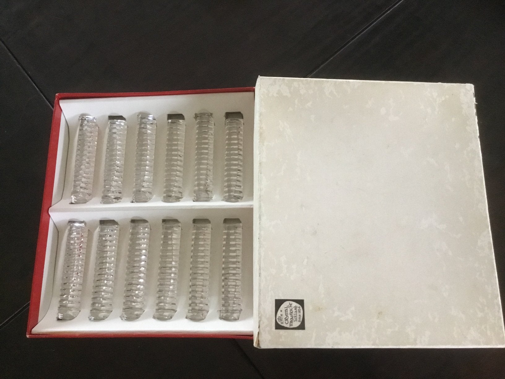 12 vintage kristallen messenleggers, Ophalen of Verzenden