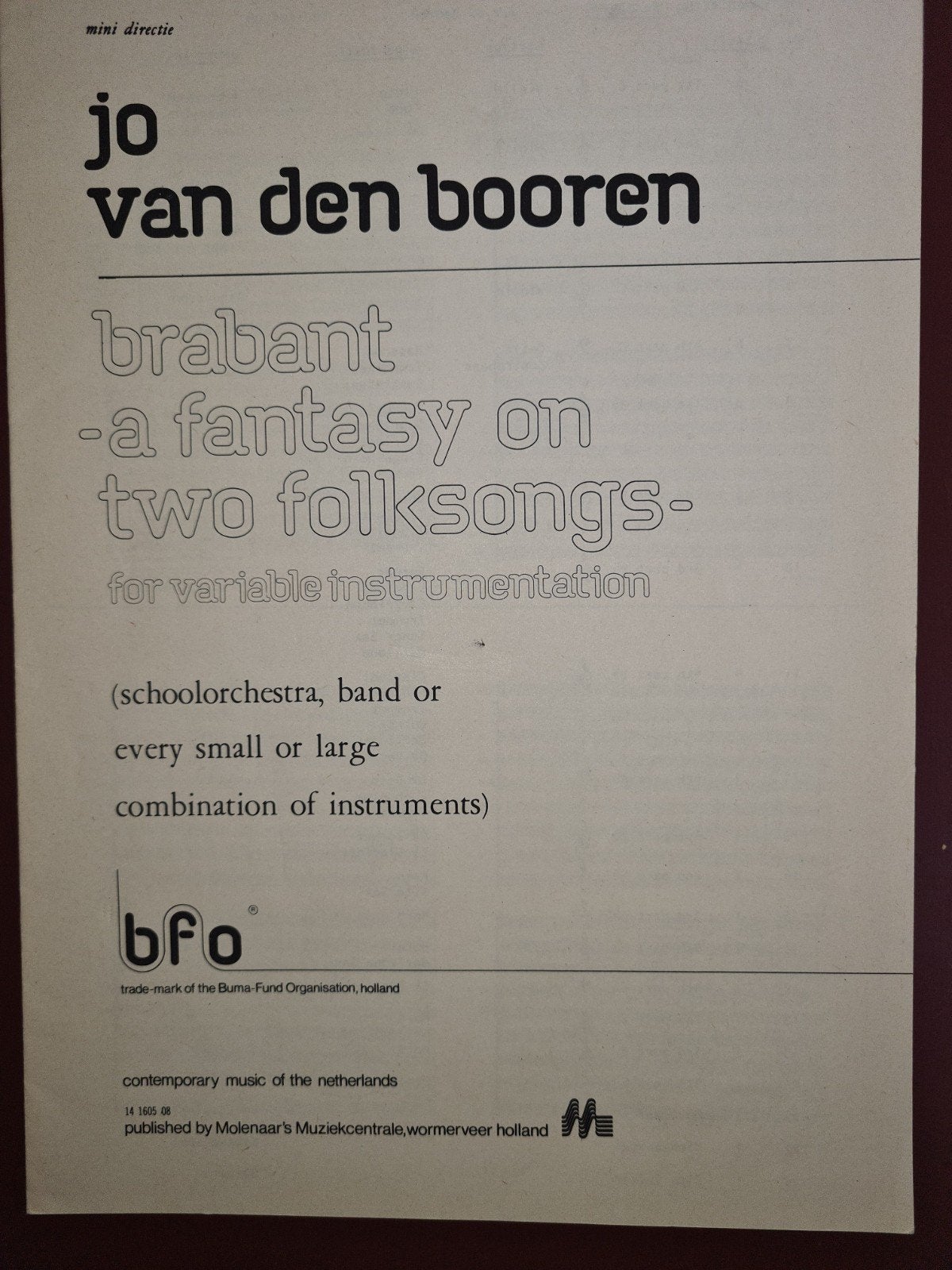 Brabant - A Fantasy on Two Folksongs - Jo van den Booren, Muziek en Instrumenten, Gebruikt, Klassiek, Artiest of Componist, Klarinet